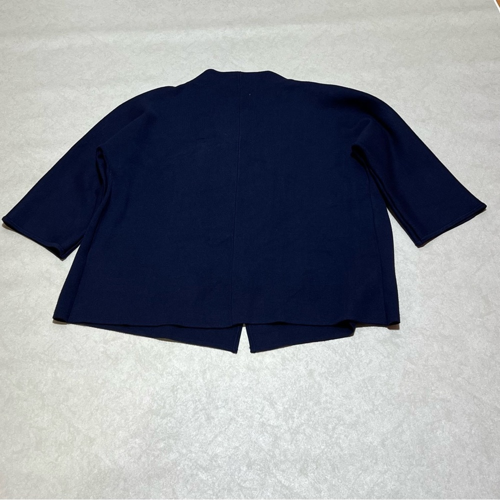 JM Collection Navy Blue Wrap Front Brooch Cardigan, Size Large - Picture 6 of 12